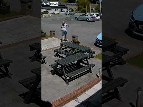 Pub goers run from dust devil in Wales