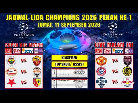 Jadwal LIga Champions 2026 Pekan Ke 1 Malam Ini ~ MAN UNITED vs SABAH ~ COMO vs RB LEIPZIG ~UCL 2026