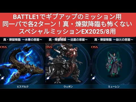 【FFBE】真・煉獄降臨のBATTLE1でギブアップのミッション用！同一パで各2ターン！スペシャルミッションEX2025/8用
