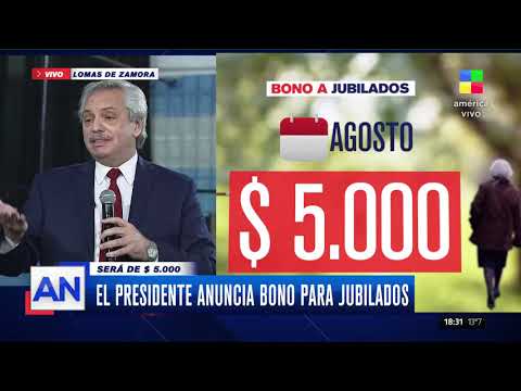 El presidente Alberto Fernández anuncia un bono de $5000 para jubilados en Lomas de Zamora