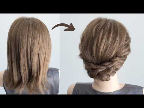 [結婚式ヘアアレンジ]ミディアムヘアでもできるロープ編みのまとめ髪