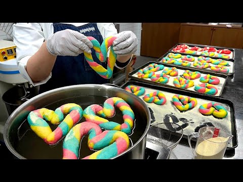 매일완판 비주얼 끝판왕! 11가지맛 수제 크림치즈 레인보우 하트 베이글 Handmade cream cheese rainbow heart bagel in 11 flavors