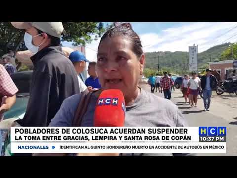 ¡Indignados! Pobladores de la mancomunidad de Colosuca se toman carretera entre Gracias y Santa Rosa