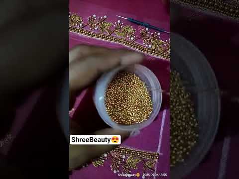 #Aari work blouse//Design//Leafe and pearl beads work