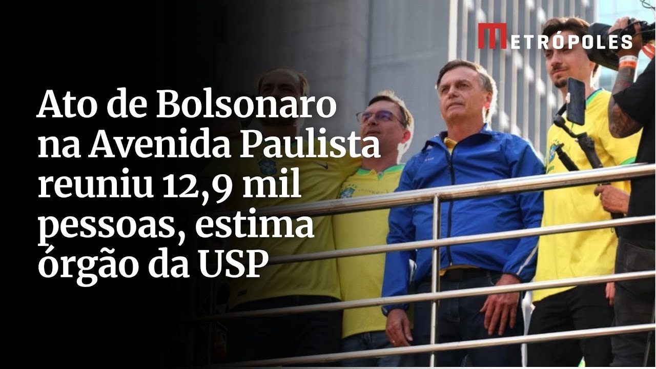 Ato de Bolsonaro na Avenida Paulista reuniu 12,9 mil pessoas, estima órgão da USP