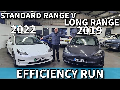 Range, efficiency, charging comparison: Standard Range LFP v pre Heat Pump Long Range Tesla Model 3