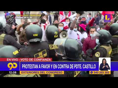 ? Protestan a favor y en contra de Presidente Castillo