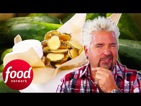 Guy Tries "GANGSTER" Fried Pickle Chips | Diners Drive-Ins & Dives