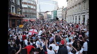 فرحة جماهير انجلترا بعد الفوز على كولومبيا