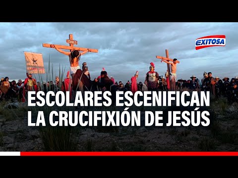 Viernes Santo en Puno: Escolares escenificaron la crucifixión de Jesús