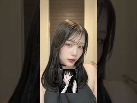 芋女が黒髪イメチェン後、流行りのメロい女メイク🖤 #一重 #shorts