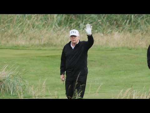 Donald Trump hits Scottish golf course as protesters rally | AFP