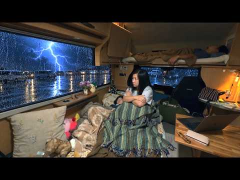 【雨と雷の車中泊】天気急変!山あいの里で過ごす閃光の闇夜|信州の味噌作り