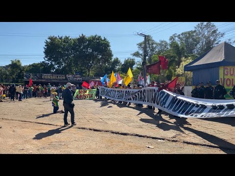 Protesters rally outside US embassy in Brazilia to condemn Trump's tariffs | AFP