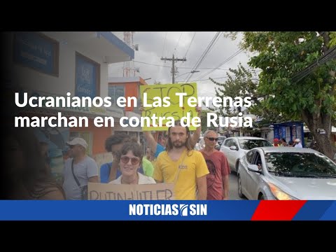 Ucranianos en Terrenas marchan en contra de Rusia