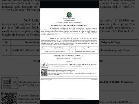 #TRF2 RJ AJAJ - NOMEAÇÃO A/C#