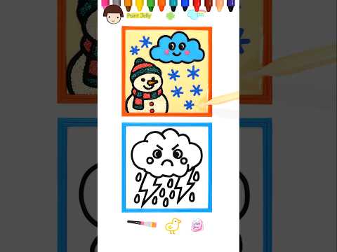 Snowy weather Card , Jelly Painting for kids, Dropper Coloring Page #fun
