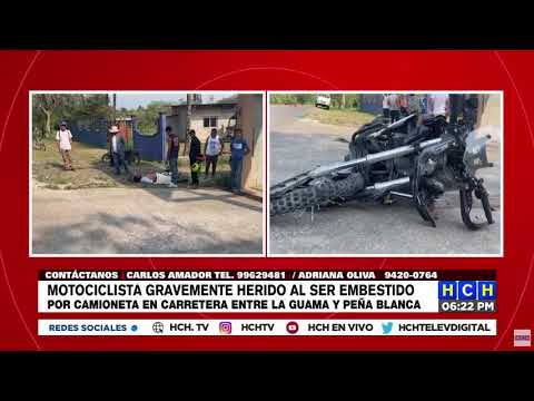 Motociclista gravemente herido en accidente automovilístico en el sector de la Guama