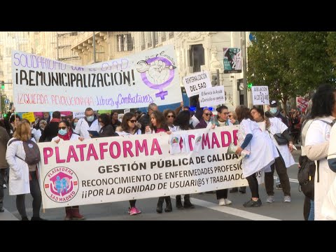 Trabajadoras del SAD se movilizan en Madrid por la remunicipalización del servicio