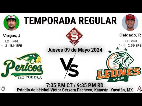 Pericos de Puebla Vs Leones de Yucatán en la Liga Mexicana de Beisbol