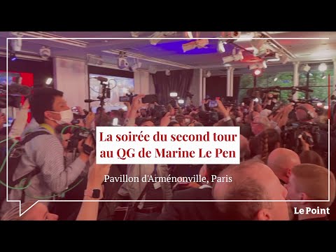 La soirée du second tour au QG de Marine Le Pen