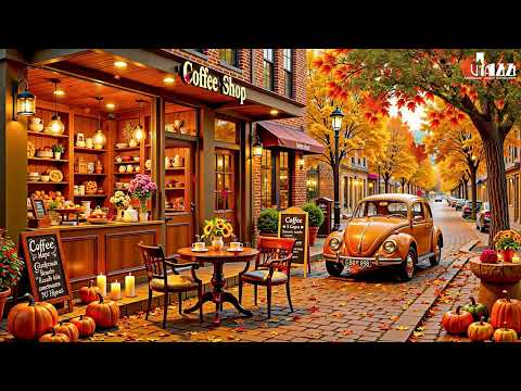 Soft October Fall Morning for Working 🍂 Cozy Coffee Shop Ambience & Relaxing Jazz Instrumental Music