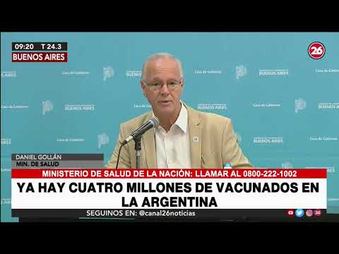Ministro de Salud Daniel Gollán : Ya hay cuatro millones de vacunados en la Argentina