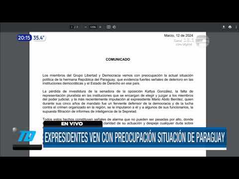 Expresidentes de Iberoamérica ven con preocupación la situación de Paraguay