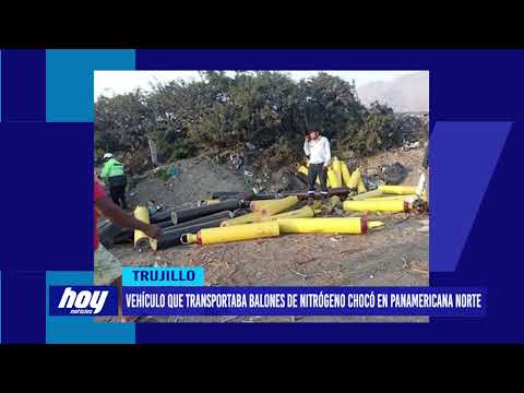 Vehículo que transportaba balones de nitrógeno chocó en Panamericana Norte