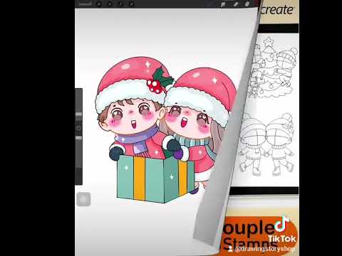 Drawing Story 50ProcreateChibiCoupleChristmasStamp,ChibiPosesStamps,Couple