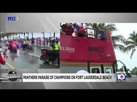 Double-decker bus with Stanley Cup travels down A1A