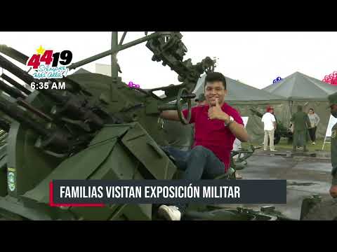 Familias visitan Plaza La Fe para ver armas y medios del Ejército de Nicaragua