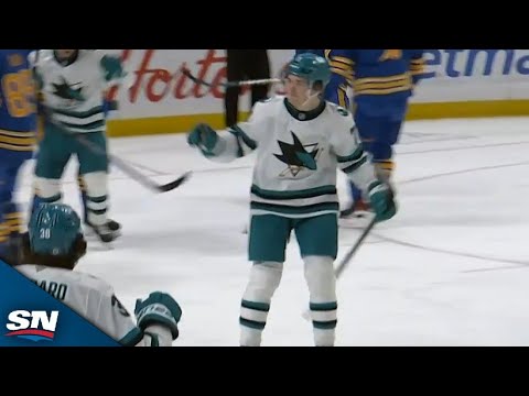 Sharks Macklin Celebrini Jumps Off Bench To Snipe Beauty vs. Sabres
