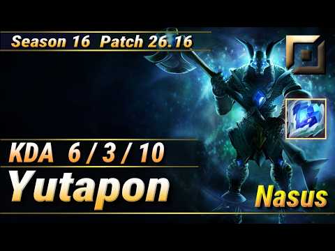 【JPサーバー/M1】DFM Yutapon ナサス(Nasus) VS ヴェイン(Vayne) TOP - Patch26.15 JP Ranked【LoL】