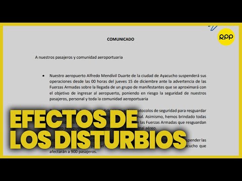 Crisis en Perú: Suspensión de actividades educativas, aeropuertos y torneos
