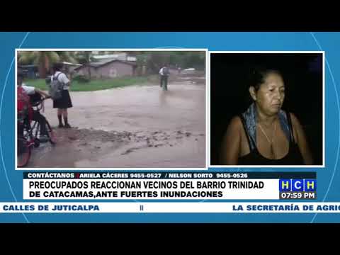 Fuertes lluvias dejan inundaciones en el barrio Trinidad de Catacamas, Olancho