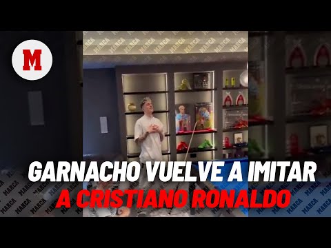 Hasta jugando al billar: Garnacho imita la celebración de Cristiano Ronaldo
