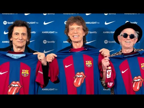 Los Rolling Stones posaron con la nueva camiseta del Barcelona que lleva su logo