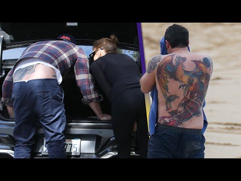 Ben Affleck's Back Tattoo Resurfaces During Flat Tire Repair With J.Lo