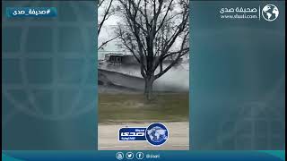 تصادم مخيف بين قطار وشاحنة