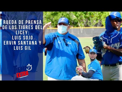 Rueda de Prensa de los Tigres del Licey, el Manager Luis Sojo y Ervin Santana y Luis Gil