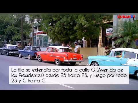 ESCASEZ en La Habana: Choferes hacen fila en un servicentro del Vedado para comprar combustible