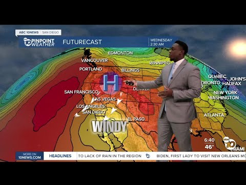 ABC 10News Pinpoint Weather with Moses Small:  Santa Ana winds come mid week