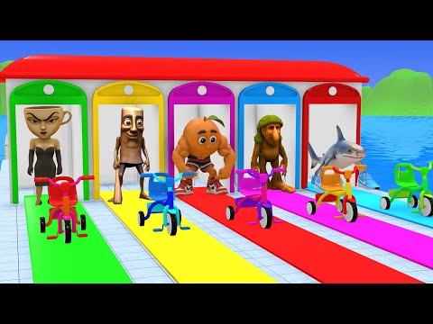 Long Slide Game With Cow Elephant Gorilla Hippopotamus Tiger 3d Animal Game Funny 3d Animals