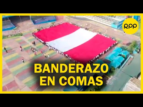 URUGUAY VS PERÚ | Vecinos de Comas extienden gigantesca bandera esperando el triunfo de la selección
