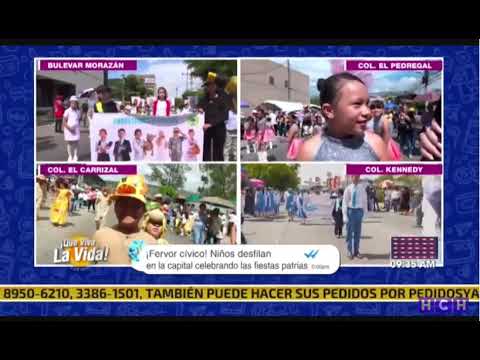 Escolares disfrutan de los desfiles patrios en la colonia El Pedregal de la capital