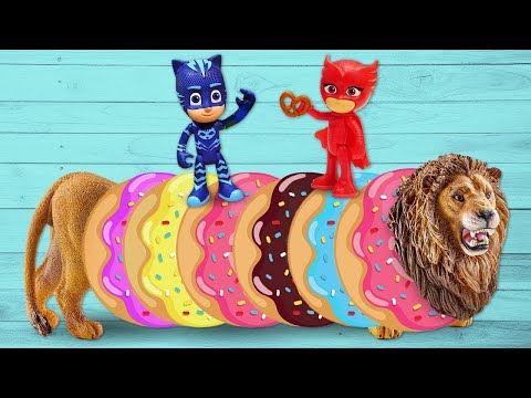 Videos para niños Aventuras de juguetes PJ Masks Animales salvajes se escapan de una reserva