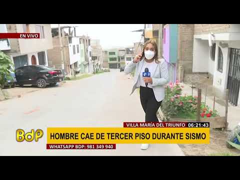 Villa María del Triunfo: hombre cae de tercer piso durante sismo de 5.6 en Lima (1/2)
