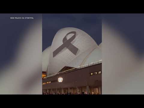 Black Ribbon Seen on Sydney Opera House in Tribute to Bondi Junction Victims