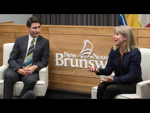 PM Trudeau and New Brunswick Premier Susan Holt speak jointly in Fredericton